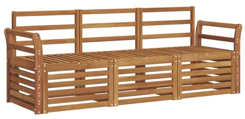 vidaXL Sofagarnituren 3 pcs Natur Massivholz Akazie, Moderne Gartenmöbelsets, wetterfeste Sitzmöbel, Akazien-Sofa, Flexible Lounge-Lösungen für die Terrasse