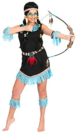 Generique - Indianerin Kostüm mit Fransen blau S