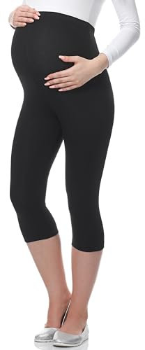 Be Mammy Legging 3/4 Grossesse Maternité Tenue Sport 03 (Noir, XL)