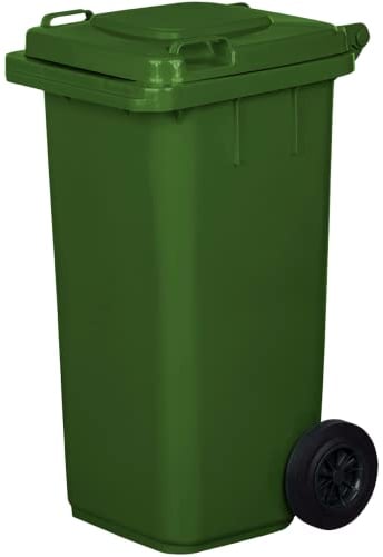 Jestic Cubo de basura 120 240 para basura basura con ruedas de goma silenciosas para recogida diferenciada, reciclaje interior exterior EN840 (120 Litros, Verde)