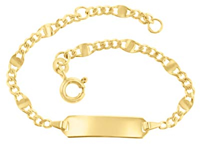 JC Schmuck 333 Gold Baby ID-Armband Kinder Goldarmband 14 cm I Panzer-Armband mit Gravur Taufarmband Gold Namensarmband I Babyarmband mit Namen I Kinderschmuck made in Germany I 5.53665