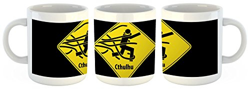 Unified Distribution Cthulhu Warnschild - Tasse mit Motiv Bedruckt, 300ml C-Henkel. Tolles Geschenk für Büro, Küche, Geburtstag, Ihre Neue Lieblingstasse zum Frühstück