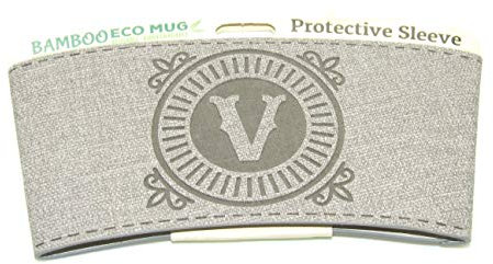 History & Heraldry Bamboo Eco Travel Mug Pre Personalised Heat Sleeve - InitialV