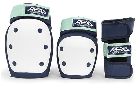 REKD Heavy Duty Triple Pad Set Kit de protección Skateboard, Adultos Unisex, Multicolor (Blue/Mint), S