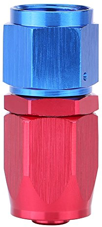 Auto Kraftstoffleitung Fitting Adapter, AN8 Aluminiumlegierung Kraftstoffleitung Schlauchende Schwenkfitting Ölkühler Adapter Blau und Rot Eloxiert(0°)