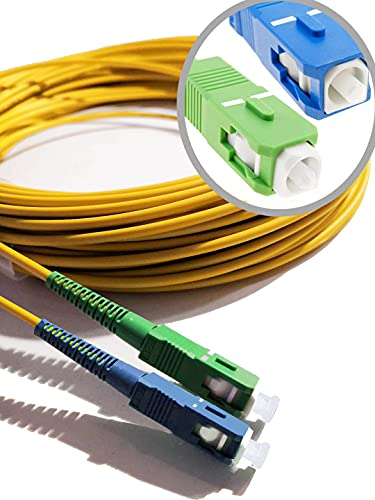 Elfcam® - Cable de Fibra Óptica Monomodo Simplex SC/APC a SC/UPC, 9/125µm LSZH Amarillo, 2M