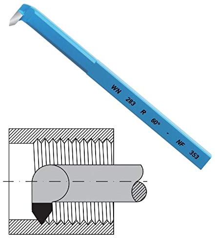Gewindedrehmeißel Innen 60° Drehstahl Ø 10 x 10 mm quadratisch P20 HM-bestückt - WN 283 NF 353