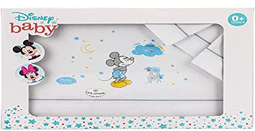 Interbaby MK006-18 3Stück Bettwäsche Wiege Disney Mickey Mouse Weiss/Grau, grau, 180 g
