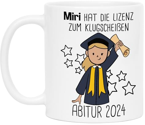 Abitur 2026 Tasse Personalisiert | Name & Haarfarbe | Abitur Geschenk Mädchen Abi Abschluss Kaffeetasse