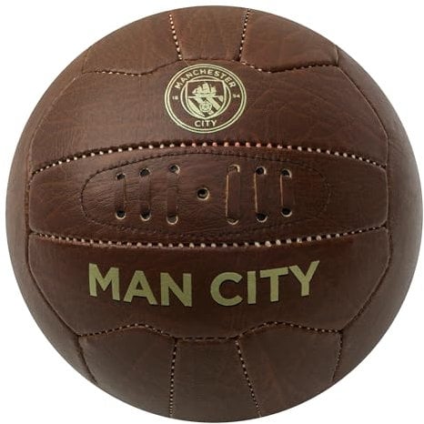 Manchester City FC - Ballon de foot RETRO (Taille 5) (Marron)