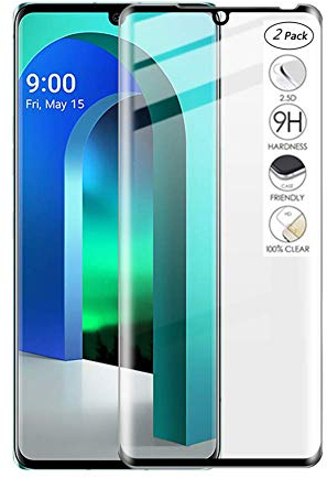 HERCN 3D Protection Écran Compatible avec LG Velvet/Velvet 5G 6.8,Ultra Mince 3D incurvé 9H Trempé Écran en Verre de Protection pour LG Velvet/Velvet 5G Smartphone (Noir & 2 Pack)