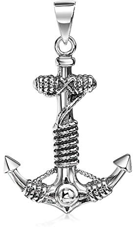 MATERIA Herren Kettenanhänger Anker - 925 Sterling-Silber Herrenschmuck schwarz antik oxidiert 23x38mm KA-285