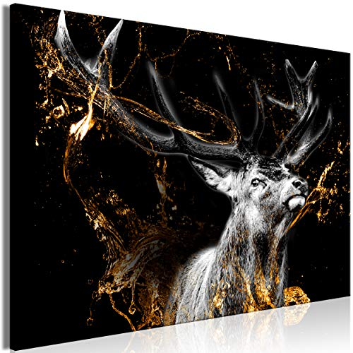 decomonkey Bilder Hirsch Abstrakt 120x80 cm 1 Teilig Leinwandbilder Bild auf Leinwand Vlies Wandbild Kunstdruck Wanddeko Wand Wohnzimmer Wanddekoration Deko Tiere schwarz