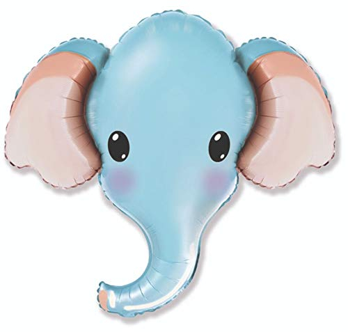 Elefant Elefantenkopf Blau ca. 80 cm x 80 cm Luftballons Folienballon Party Dekoration Geburtstag