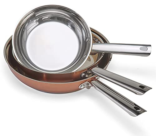AproductsZ Pfannenset in Kupfer-Optik, 3-teiliges Set Pfannen aus Edelstahl 20, 24 und 28 cm