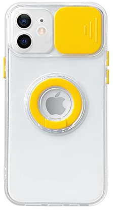 Coque souple en TPU jaune compatible avec iPhone 12 Pro Max avec objectif d'appareil photo et anneau de main