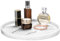 Shinowa Bandeja Decorativa para Baño de Resina, Organizador de Joyería Redondo Mate Decoración Hogar Tocador Antideslizante Caja Toallas Cosméticos Maquillajes Velas, Mármol Blanco