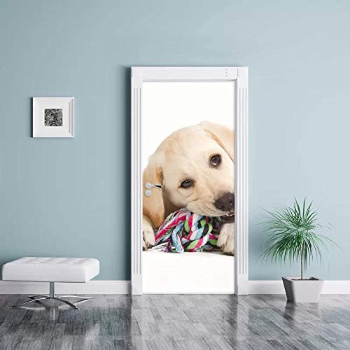 YQLKD Fototapete Türtapete Hund Leinwand Dekor Tier Türaufkleber PVC Poster Selbstklebend Zuhause Niedlich