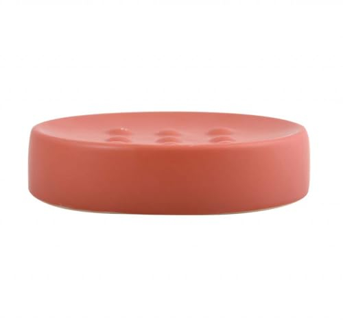 Spirella Seifenschale Steinoptik dekorative Badausstattung Seifenablage Tube Maße: 11 x 11 x 3 cm-Rot matt, Red