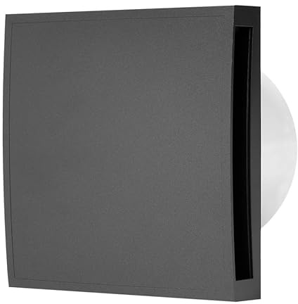 Stylish Bathroom Extractor Fan - 100mm / 4” - Kitchen Ventilator with Front Cover. (Timer and Humidity Sensor, Anthracite)