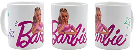 Joy Toy 22792 Barbie Tasse aus Keramik mit buntem Motiv und einigen Glitzerelementen, Unisex-Kinder, Mehrfarbig, normal
