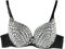 WanWorlder Bügel BH Glänzend Pailletten Party Top Damen Sparkly Sport-BHS Sportunterwäsche Mode Strass Sexy Neuer Punk Dame Goth Silber Party Studded Jazz Tanz Pole Dance Bikini BH, Weiß, XL