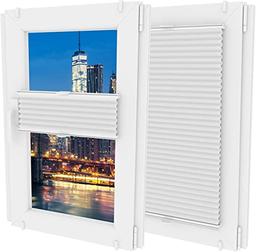 MW GROUP Plissee Ohne Bohren -Nicht-invasive Griffe - Schnelle und Einfache Installation Plissee - Rollos für Fenster Ohne Bohren - Rollos Für Fenster jeder Form(B 20cm x H 80cm,Weiß)