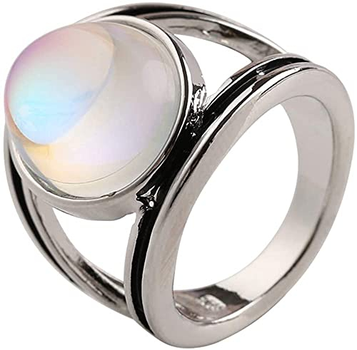 Großer ovaler, mehrfarbiger Faux-Mondstein-Fingerring, Schmuck, Dekoration, Geschenk, Ehering, Liebe zum ValentinstagNützlich und praktisch