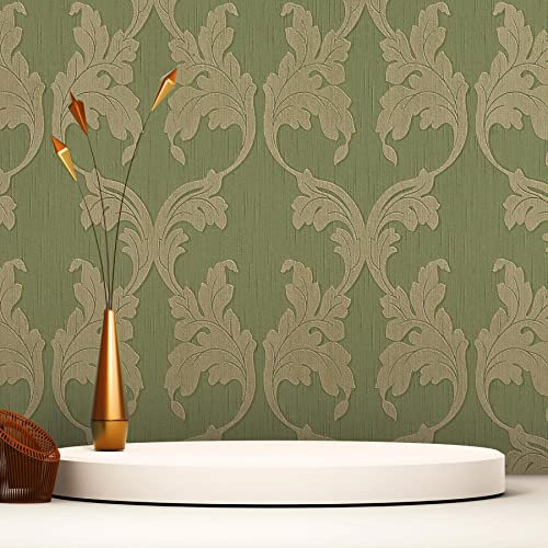 WTD 3776 Baroque Nicolo Papier peint non tissé Vert classique