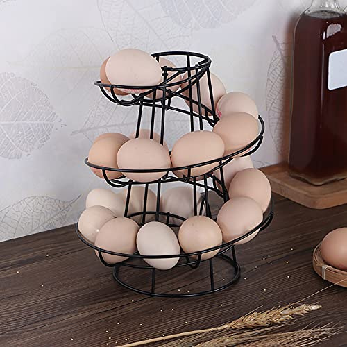 Étagère à œufs en spirale - Étagère de rangement en métal pour œufs crus ou durs