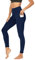 DDOBB Sport Leggings Damen High Waist Mit Taschen Bauchweg Sportleggins Gym Sporthose Leggins Blickdichte Lang Po Push Up Laufhose Yoga Hosen(Normal-Dunkelblau,L)