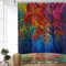 ASDCXZ Duschvorhang Wald 180x200 cm, Modern Kunst Bunt Ölgemälde Wald Hölzer Wasserdicht Textil Bad Duschvorhänge Waschbar Polyester Stoff Duschvorhang für Badewanne mit 12 Duschvorhang Hake