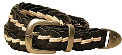 KAKADU Ledergürtel geflochten handgemachter Echtleder Gürtel Herren Damen Unisex Western Style Vintage mit Metall-Schnalle ca. 4 cm breit in braun schwarz beige rost