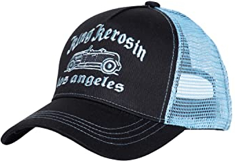 King Kerosin Herren Trucker Cap Baseballcap Aus Baumwolle Meshcap Snapback Mit Netz Kappe Curved Brim Schirmmütze Größenregulierbar Winter/Sommer Los Angeles