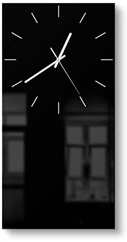 DEQORI Glasuhr | horizontal 30x60 cm | Unifarben - Schwarz | große XXL Design Uhr aus Glas | leise Wanduhr für Wohnzimmer & Küche | Moderne Hingucker Uhr für die Wand