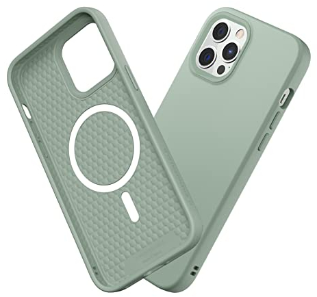 RhinoShield Case kompatibel mit [iPhone 12/12 Pro] | SolidSuit - MagSafe-kompatibel -Stoßdämpfende & schlanke Schutzhülle mit Premium Finish - 3.5 Meter Fallschutz - Salbeigrün