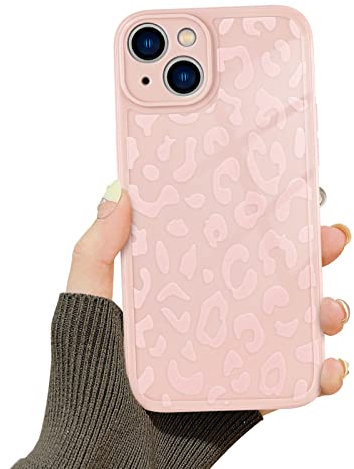 Newseego iPhone 14 Case Cover for Girls Women, Cute Leopard Print Pattern Design Phone Case Soft Slim Silicone Camera Protection Shockproof Bumper Cover for iPhone 14 - Pink