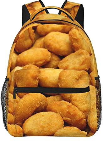 Golden Chicken Nuggets Stilvoller, lässiger Rucksack, Geldbörse für Damen, personalisierte Laptop-Rucksäcke mit mehreren Taschen, Computer-Tagesrucksack für Arbeit, Geschäftsreisen