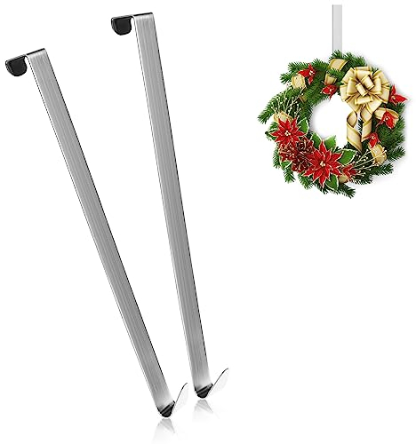 com-four® 2x Türhaken aus Edelstahl - 27 cm Haken für Türkränze und Dekoration - Aufhänger für Türen außen - Kleiderhaken zum Einhängen