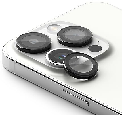 Ringke Camera Lens Frame Glass [2 Stück] für iPhone 15 Pro Max Kameraschutz, HD-Qualität Gehärtetes Glas Einzelne Linse Schutz mit Aluminiumrahmen - Black