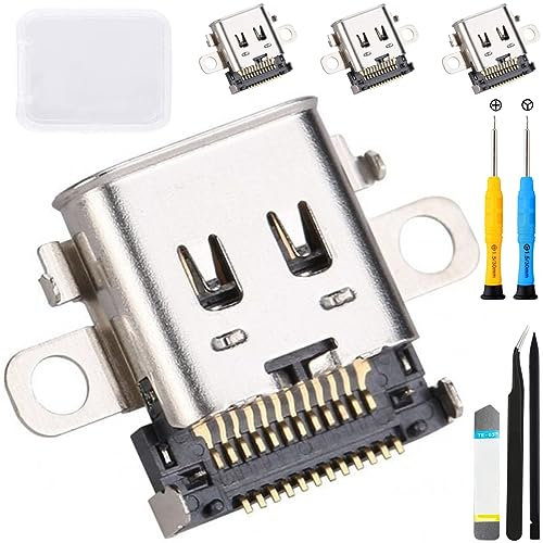 ZHUROUPU 4 Pack Replacement Type-C Charging Port Compatible with for Nintendo Switch Console USB-C Charger Socket Repair Kit for NS Switch Power Charging Charger Repair