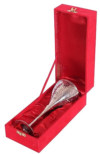 JG JAI GOVINDAM Brass Wine Chalice Goblet Vintage fantasy Embossed Royal Wine Goblet of King Arthur Gifts for Communion, Roman Chalice Cup, Christmas Wine Glass, Pack of 1