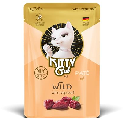 KITTY Cat Paté Wild, 6 x 85 g, Nassfutter für Katzen, getreidefreies Katzenfutter mit Taurin, Lachsöl und Grünlippmuschel, Alleinfuttermittel mit hohem Fleischanteil, Made in Germany