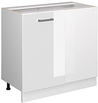Vicco Armario esquinero Universal R-Line, Blanco Alto Brillo, 86 cm con Puerta, sin encimera