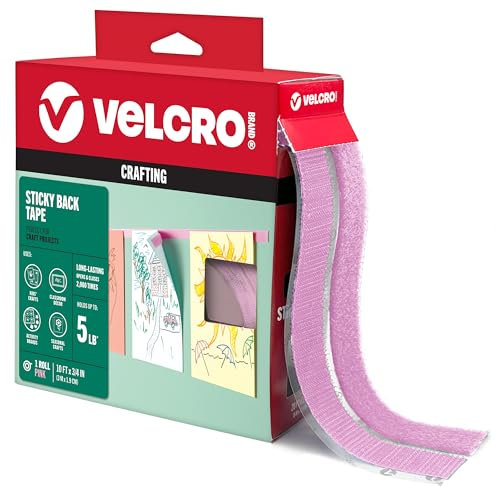 VELCRO Brand Colori | Nastro adesivo rosa | Rotolo da 3 m con adesivo, taglia le strisce alla lunghezza | Montare decorazioni per aule, creare progetti artigianali stagionali | Organizza casa o