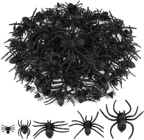 70 stück Halloween Deko Spinnen aus Kunststoff, 5-Größen Halloween Spinnen Deko, Schwarz Spider Spielfiguren Halloween Dekoration, Realistische Lustige Halloween Tischdeko für Drinnen und Draußen