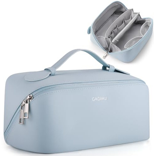 GAGAKU Kosmetiktasche Damen Kulturbeutel, Groß Kulturtasche für Damen, Kulturbeutel Mädchen Reise Kosmetiktasche, Schminktasche Reisezubehör - Blau