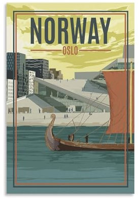 GJrjdb Vintage-Poster Travel Norwegen, Oslo, 30 x 45 cm