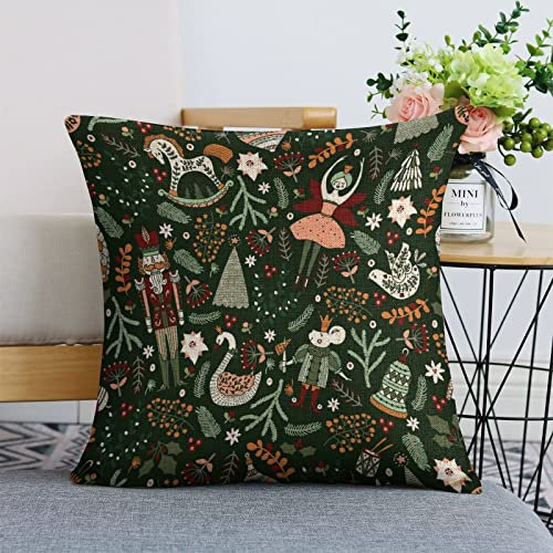 45X45Cm Weicher Kissenbezug Weihnachten Nussknacker Fee Vintage Zierkissenbezüge Hautfreundlich Kissenbezug Geeignet Kissen Fall Für Wohnzimmer Balkon Schlafzimmer