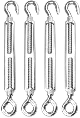 AOKOLL Tenditori M12 con gancio e occhiello da 1/2 pollice per tensione del cavo metallico, acciaio inossidabile 304